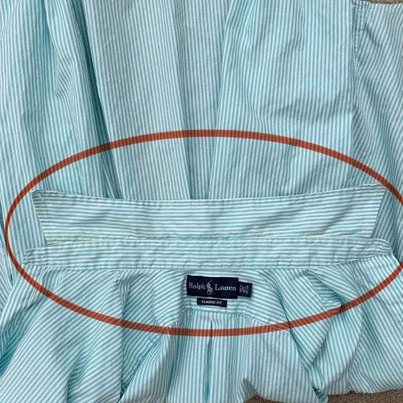 Ralph Lauren Oversized Fit Blue / Green & White Striped Button-Down Oxford Shirt - Picture 16 of 16